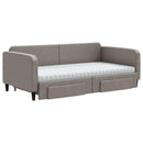 daybed med udtræk og skuffer 100x200 cm stof gråbrun