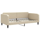 daybed med udtræk og skuffer 100x200 cm stof cremefarvet