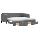 daybed med udtræk og skuffer 90x190 cm stof mørkegrå