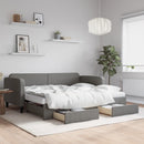 daybed med udtræk og skuffer 90x190 cm stof mørkegrå