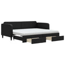 daybed med udtræk og skuffer 90x190 cm stof sort