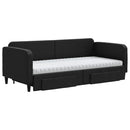 daybed med udtræk og skuffer 90x190 cm stof sort