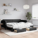daybed med udtræk og skuffer 90x190 cm stof sort
