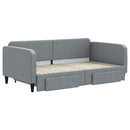 daybed med udtræk og skuffer 100x190 cm stof lysegrå