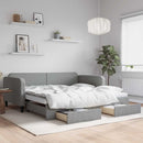 daybed med udtræk og skuffer 100x190 cm stof lysegrå