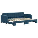 daybed med udtræk 80x200 cm velour blå