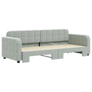 daybed med udtræk 80x200 cm velour lysegrå