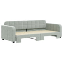 daybed med udtræk 90x200 cm velour lysegrå