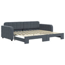 daybed med udtræk 90x200 cm velour mørkegrå