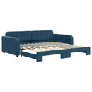 daybed med udtræk 100x200 cm velour blå