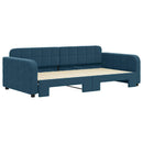 daybed med udtræk 100x200 cm velour blå