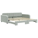 daybed med udtræk 100x200 cm velour lysegrå