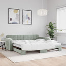 daybed med udtræk 100x200 cm velour lysegrå