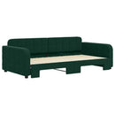 daybed med udtræk 100x200 cm velour mørkegrøn