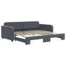 daybed med udtræk 90x190 cm velour mørkegrå
