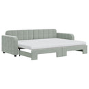daybed med udtræk og madras 80x200 cm velour lysegrå