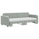 daybed med udtræk og madras 80x200 cm velour lysegrå