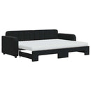 daybed med udtræk og madras 80x200 cm velour sort
