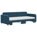 daybed med udtræk og madras 90x200 cm velour blå
