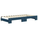daybed med udtræk og madras 90x200 cm velour blå