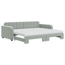 daybed med udtræk og madras 90x200 cm velour lysegrå