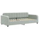 daybed med udtræk og madras 90x200 cm velour lysegrå