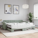 daybed med udtræk og madras 90x200 cm velour lysegrå