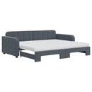 daybed med udtræk og madras 90x200 cm velour mørkegrå