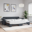 daybed med udtræk og madras 90x200 cm velour mørkegrå