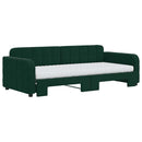 daybed med udtræk og madras 90x200 cm velour mørkegrøn