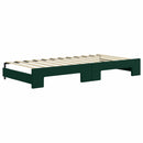 daybed med udtræk og madras 90x200 cm velour mørkegrøn