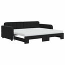 daybed med udtræk og madras 90x200 cm velour sort