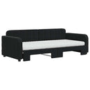 daybed med udtræk og madras 90x200 cm velour sort