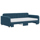 daybed med udtræk og madras 100x200 cm velour blå