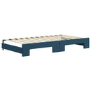 daybed med udtræk og madras 100x200 cm velour blå