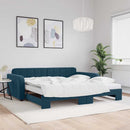 daybed med udtræk og madras 100x200 cm velour blå