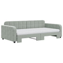 daybed med udtræk og madras 100x200 cm velour lysegrå