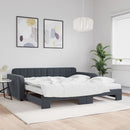 daybed med udtræk og madras 100x200 cm velour mørkegrå
