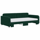 daybed med udtræk og madras 100x200 cm velour mørkegrøn