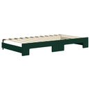 daybed med udtræk og madras 100x200 cm velour mørkegrøn