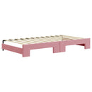 daybed med udtræk og madras 100x200 cm velour lyserød