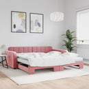 daybed med udtræk og madras 100x200 cm velour lyserød