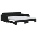 daybed med udtræk og madras 100x200 cm velour sort