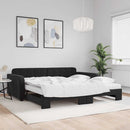 daybed med udtræk og madras 100x200 cm velour sort