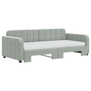 daybed med udtræk og madras 90x190 cm velour lysegrå