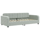 daybed med udtræk og madras 90x190 cm velour lysegrå