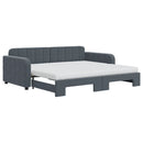daybed med udtræk og madras 90x190 cm velour mørkegrå