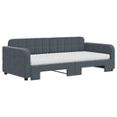 daybed med udtræk og madras 90x190 cm velour mørkegrå