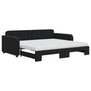 daybed med udtræk og madras 90x190 cm velour sort