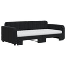 daybed med udtræk og madras 90x190 cm velour sort